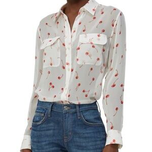 Equipment silk blouse Cherry Print Women's Blouse size medium